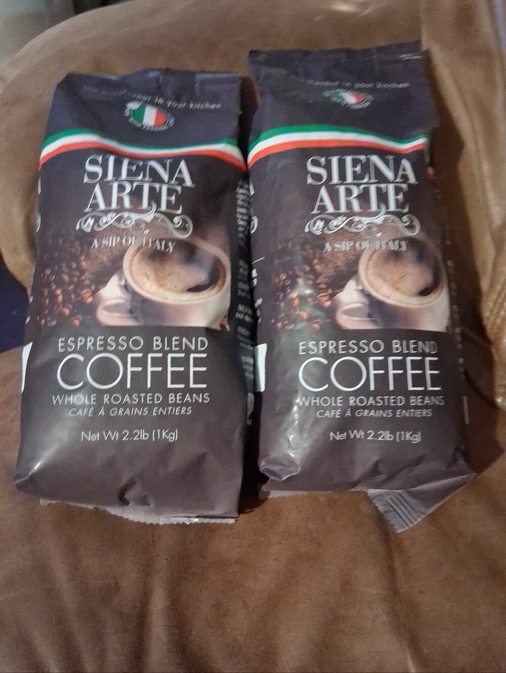 Siena Arte Crema Blend Coffee Whole Roasted Beans, 2.2 lb.(1Kg) X2